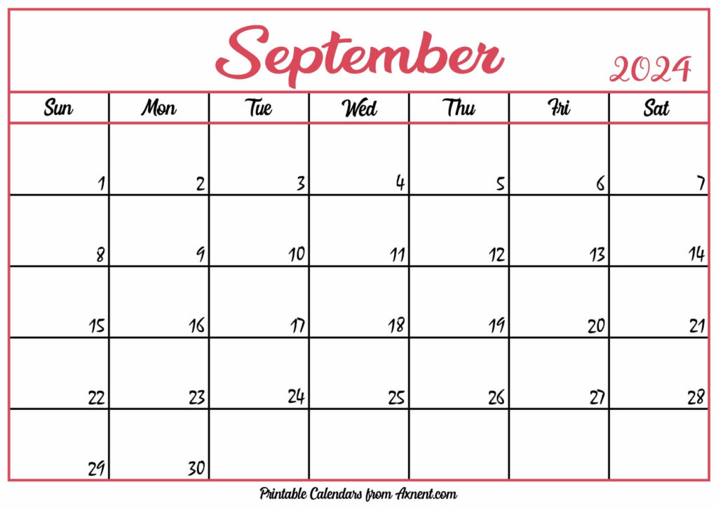 Free September Calendar 2024
