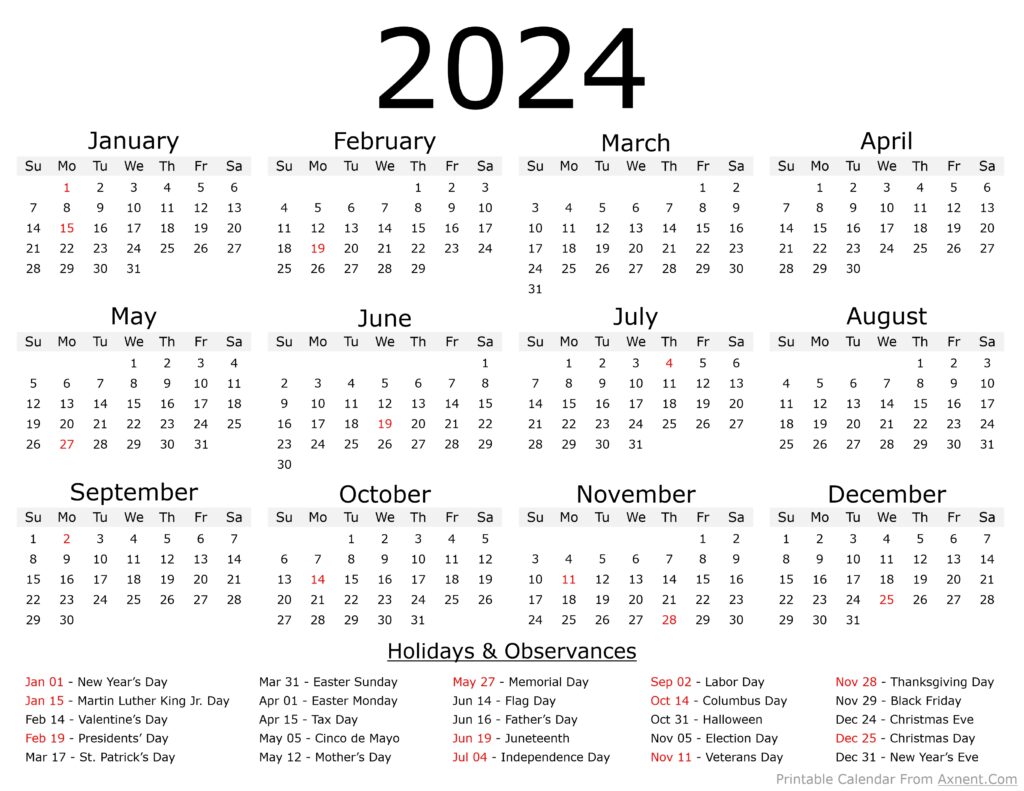 2024 Calendar