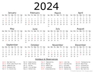 2024 Calendar