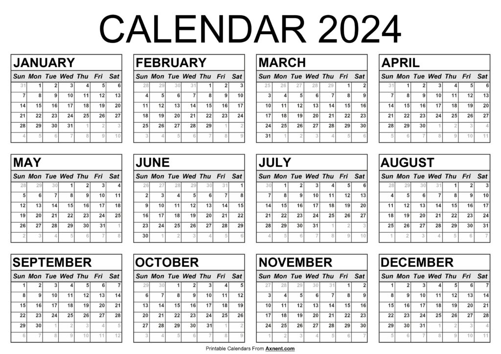 2024 Yearly Calendar