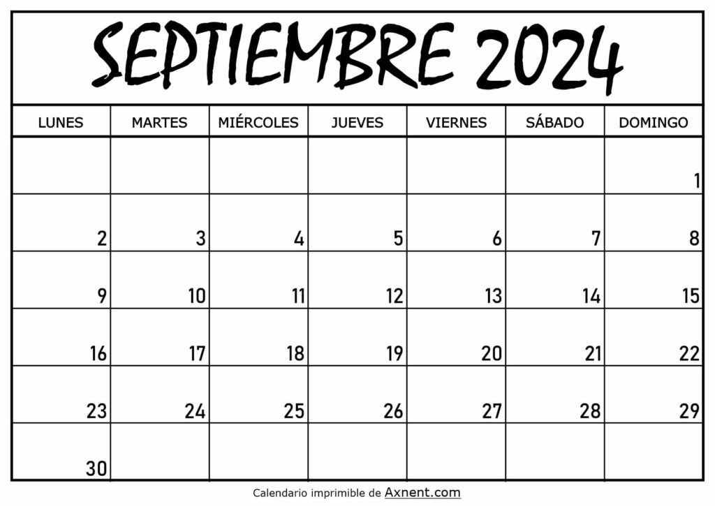 Calendario Septiembre 2024 Para Imprimir
