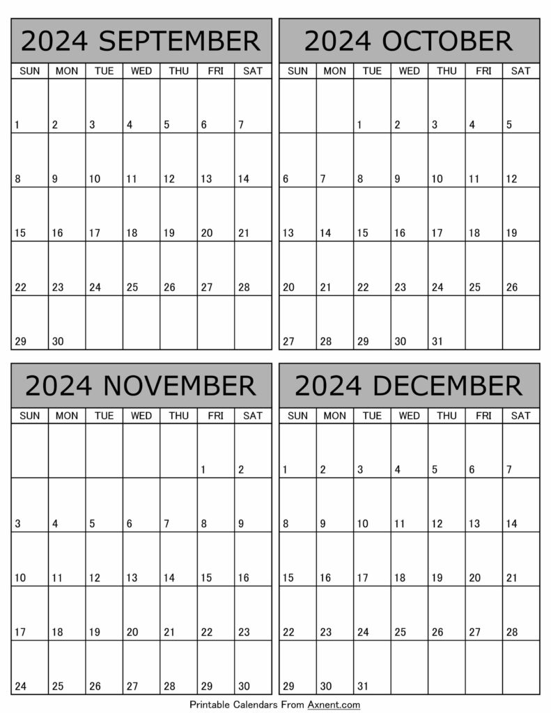 September October November December 2024 Calendar
