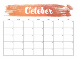 Cute October 2024 Calendar Printable