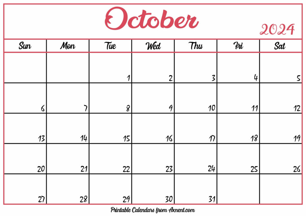 Free October Calendar 2024