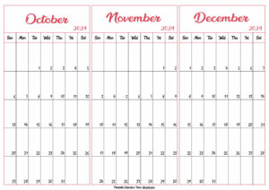 October November December 2024 Calendar