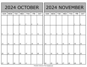Printable October November 2024 Calendar