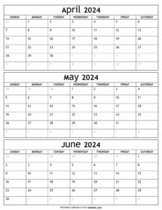 April to May 2024 Calendar
