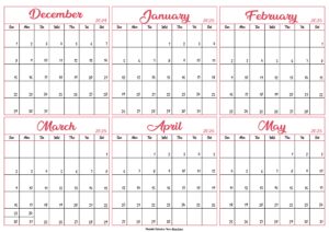 Calendar 2024 December to May 2025