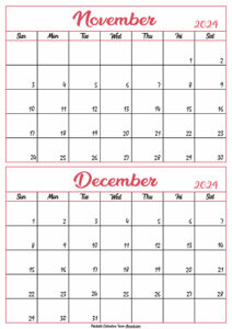 Calendar 2024 November December