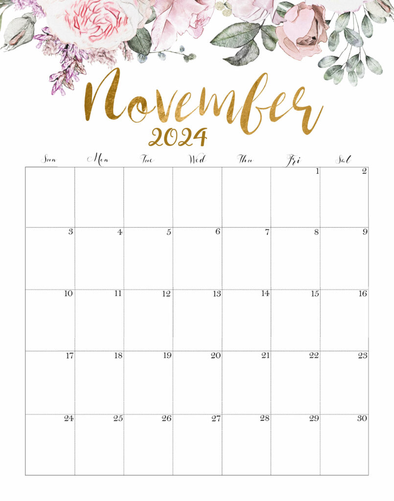 Calendar November 2024 Cute