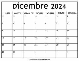 Calendario Dicembre 2024