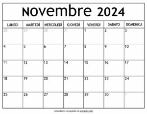 Calendario Novembre 2024