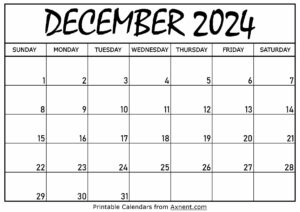 December 2024 Calendar Printable