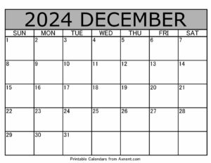 December 2024 Calendar Template