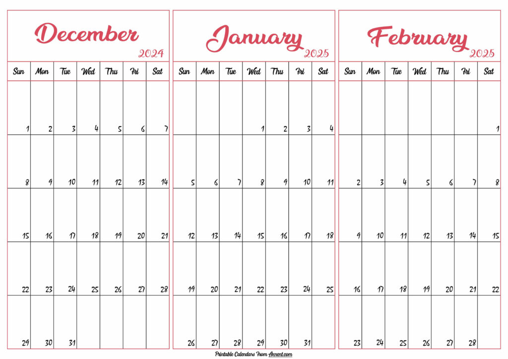 December 2024 January February 2025 Calendar