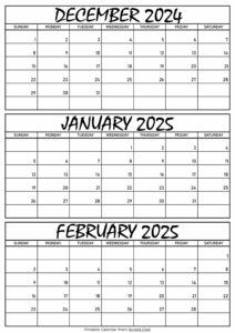 December 2024 January and February 2025 Calendar