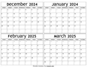 December 2024 to March 2025 Calendar