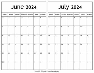 June July 2024 Calendar