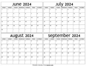 June to September 2024 Calendar