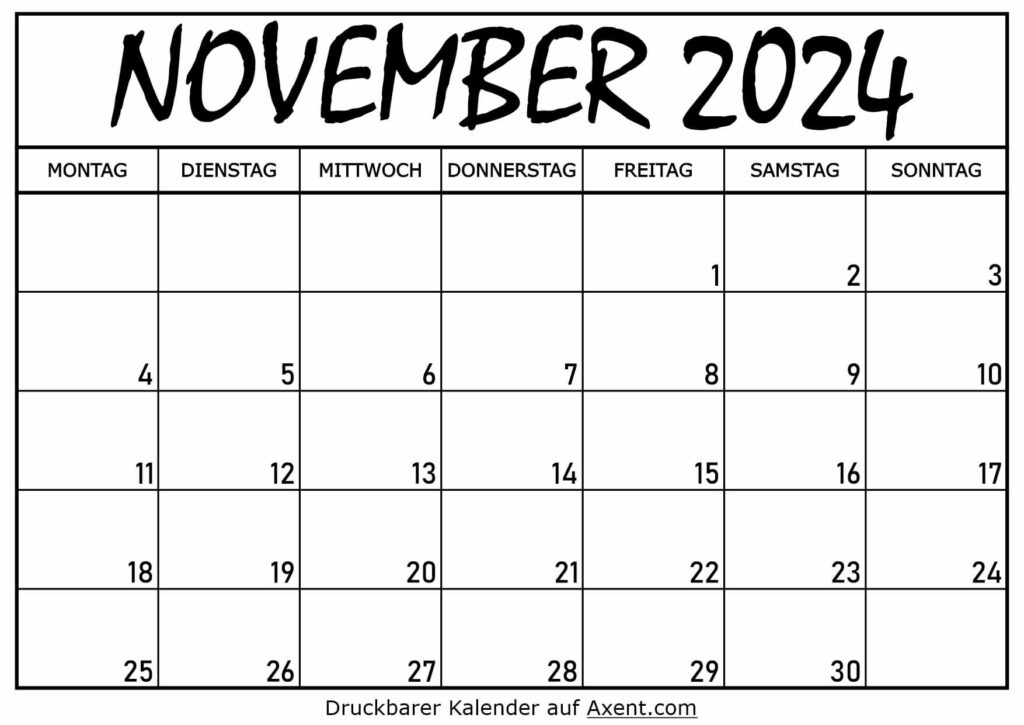 Kalender für November 2024