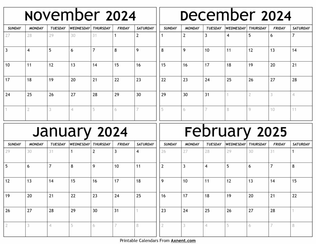 November 2024 to February 2025 Calendar