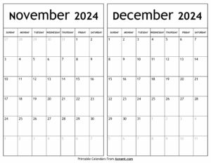 November December 2024 Calendar