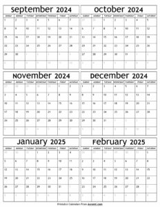 September 2024 to February 2025 Calendar
