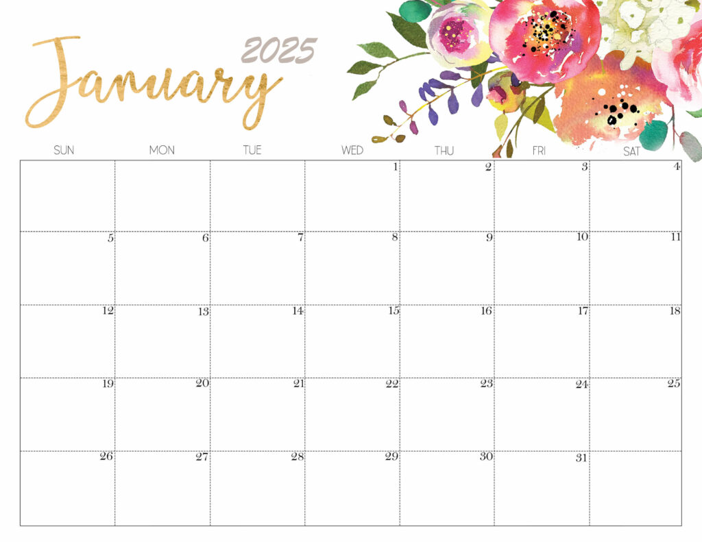Cute January 2025 Calendar