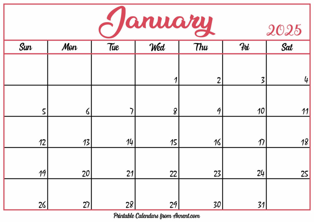 Free January Calendar 2025