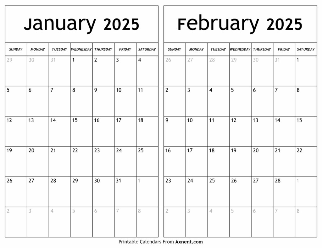 Janaury February 2025 Calendar