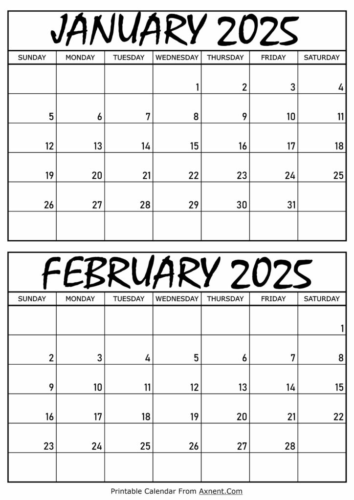 Janaury and February 2025 Calendar