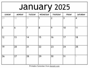 January 2025 Calendar