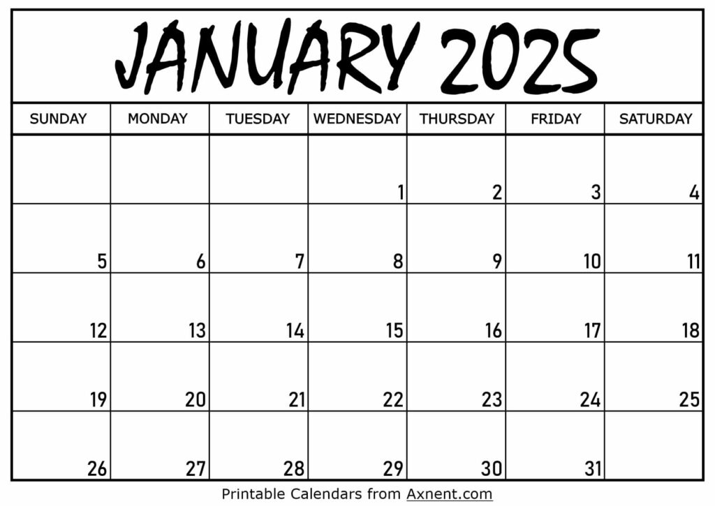 January 2025 Calendar Printable