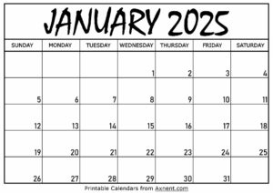 January 2025 Calendar Printable