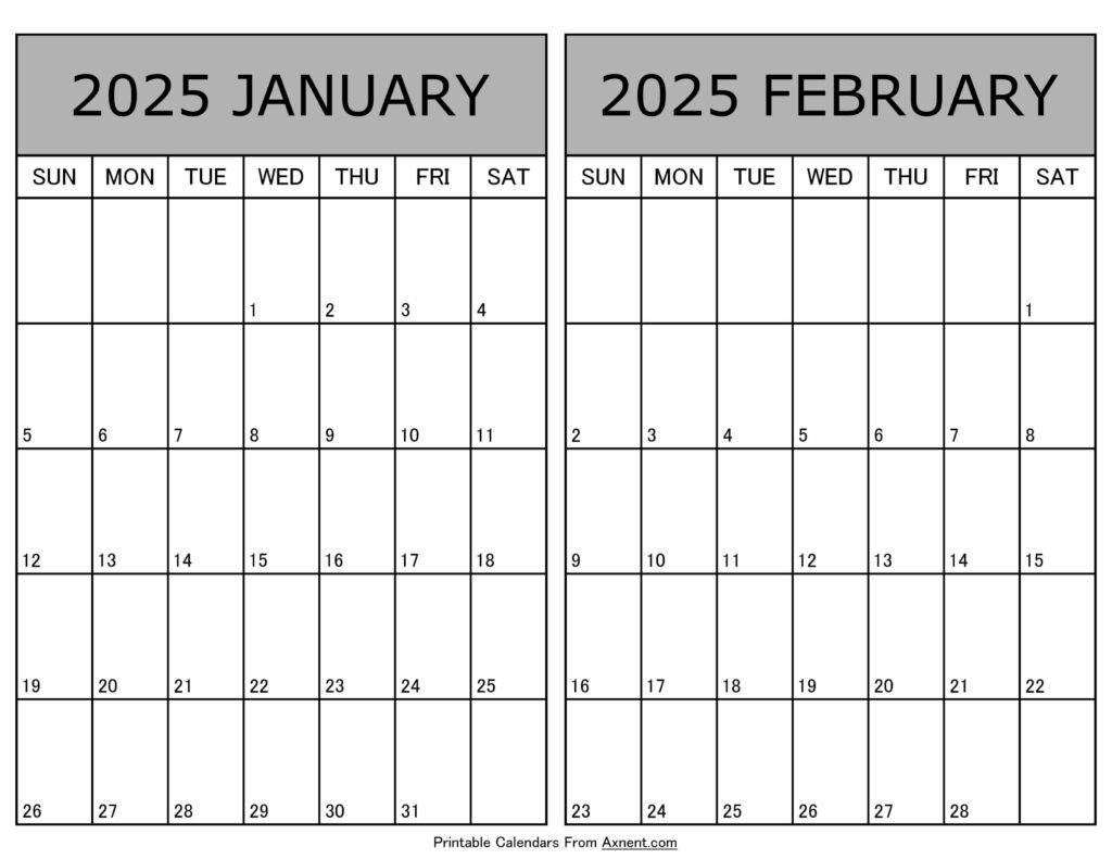 Printable Janaury February 2025 Calendar