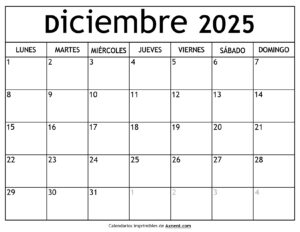 Calendario Diciembre 2025