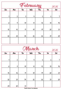 Calendar 2026 February March