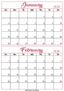 Calendar 2026 January February