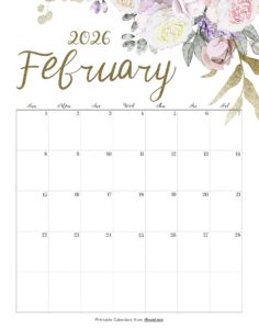 Calendar February 2026 Cute