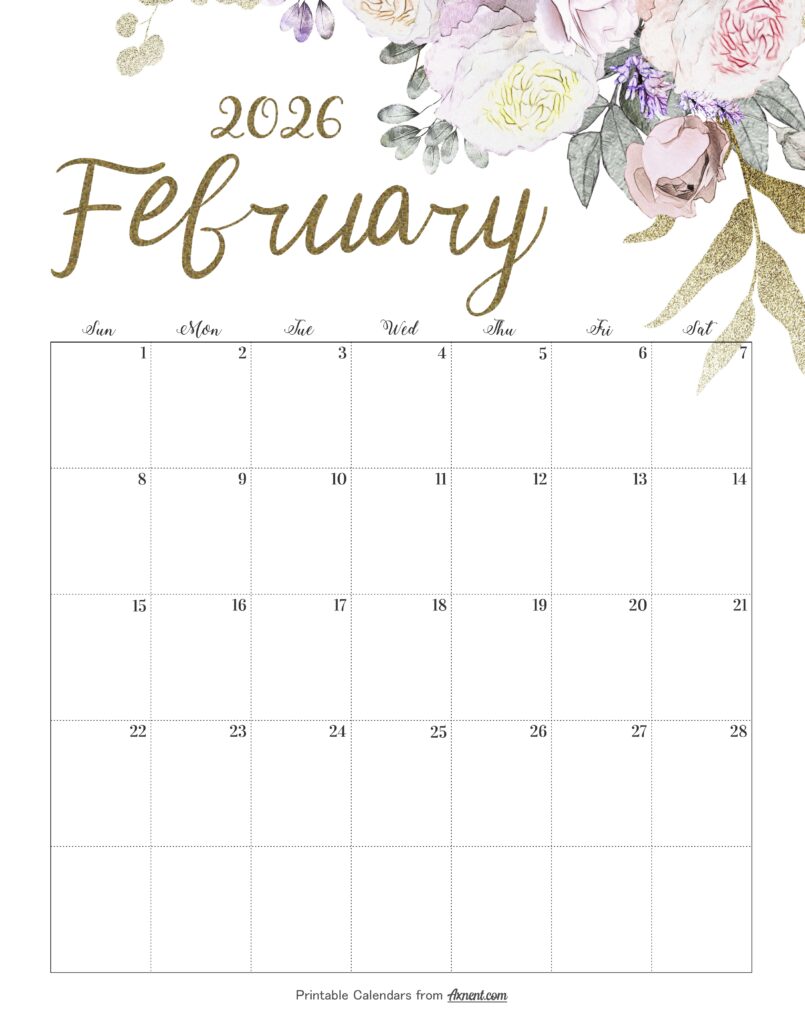Calendar February 2026 Cute