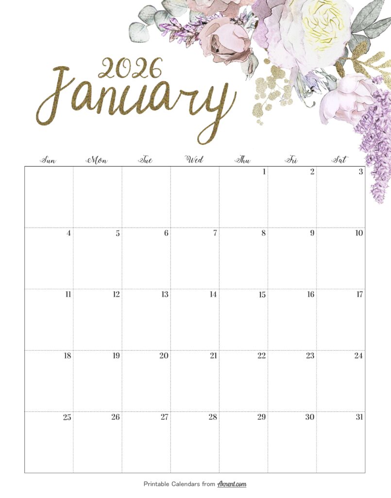 Calendar January 2026 Cute