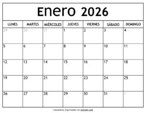 Calendario Enero 2026