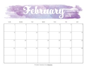 Cute February 2026 Calendar Printable