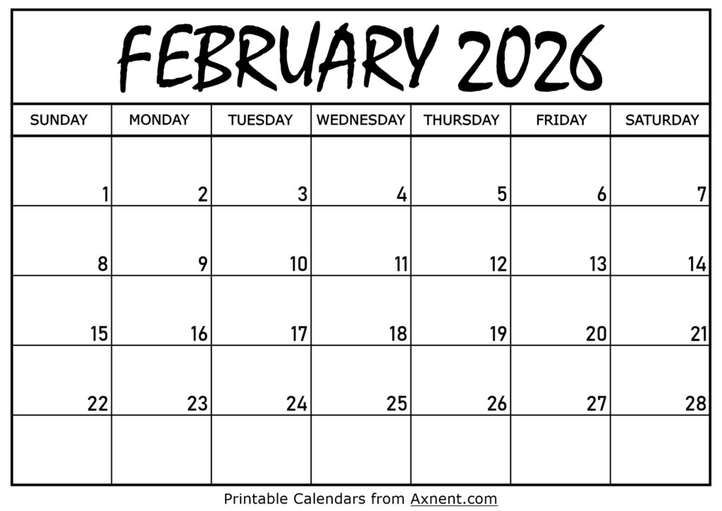 February 2026 Calendar Printable