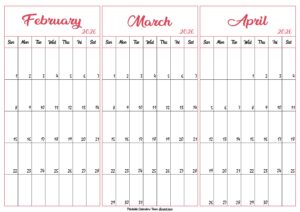 February March April 2026 Calendar