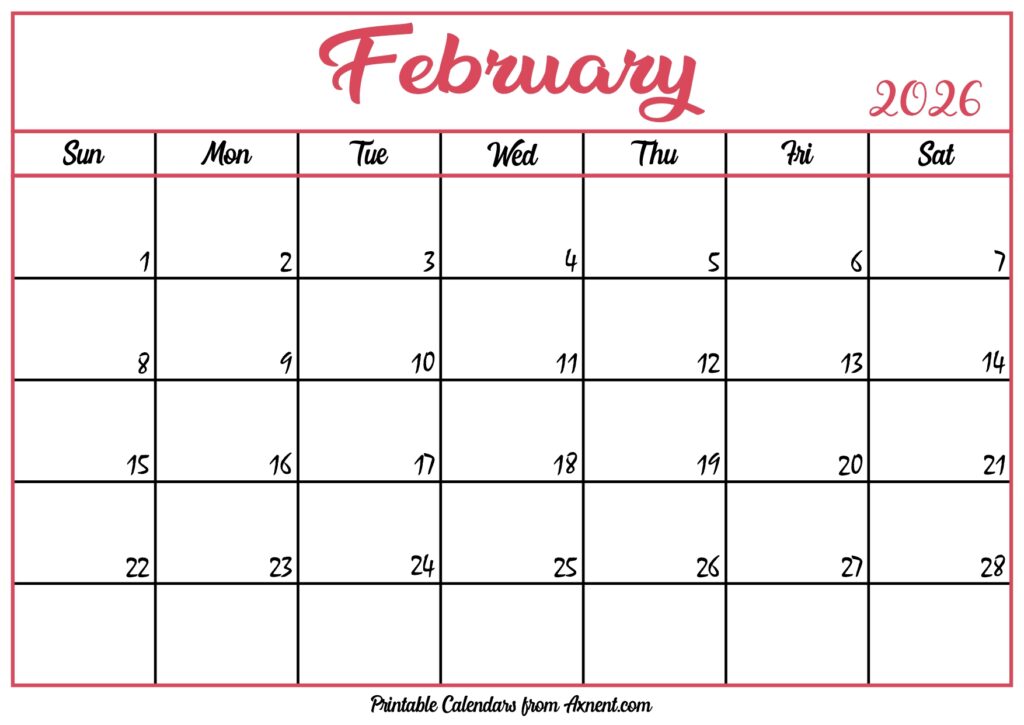 Free February Calendar 2026