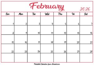Free February Calendar 2026