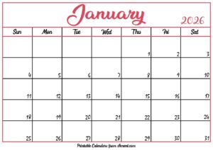 Free January Calendar 2026