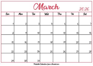 Free March Calendar 2026