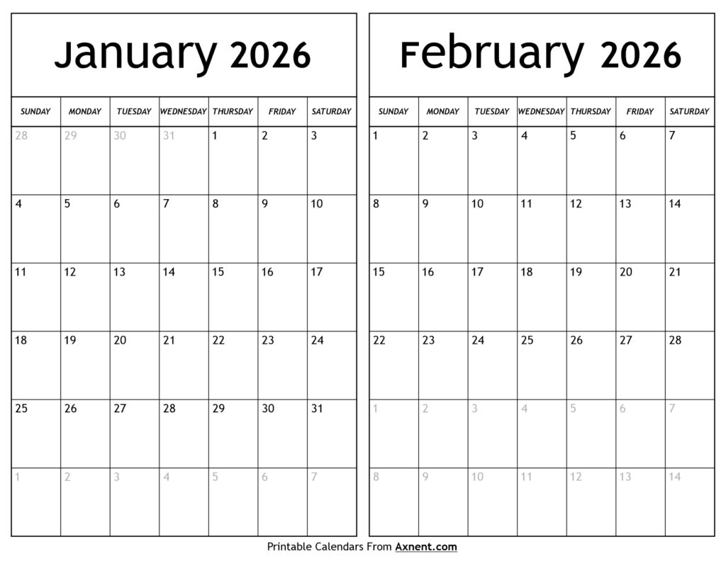 January February 2026 Calendar